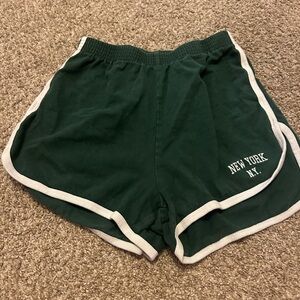 Brandy Melville Dark Green Athletic Shorts with White Trim